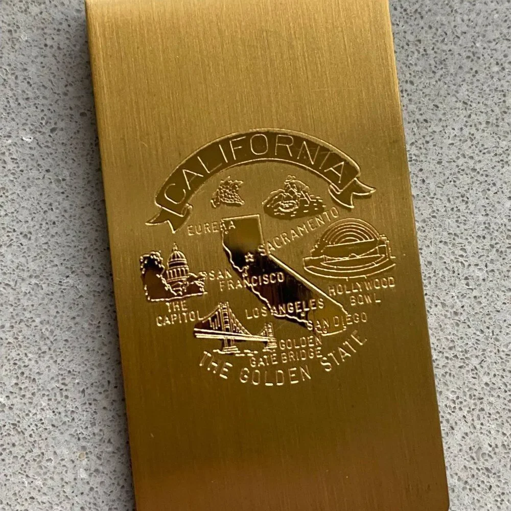 Vintage California The Golden State Gold-Tone Souvenir Money Clip, 2